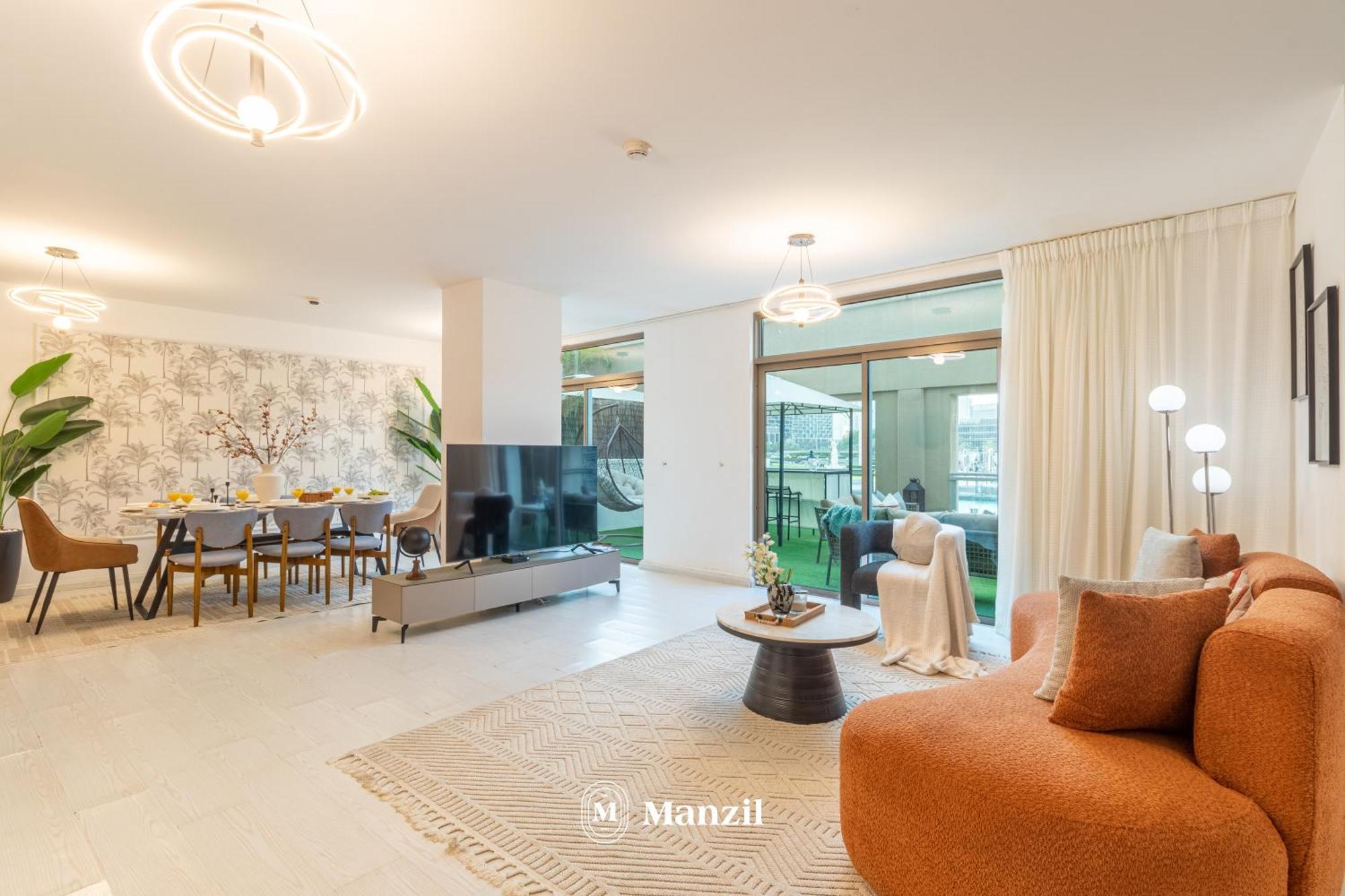 Villa Manzil - Luxury 3br W/ Maid Room, Full Burj & Fountain View *