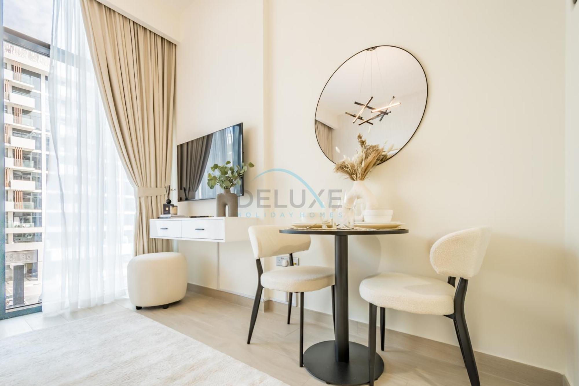 Community View With Balcony, Azizi Riviera 24, Al Merkadh By Deluxe Homes Apartment *