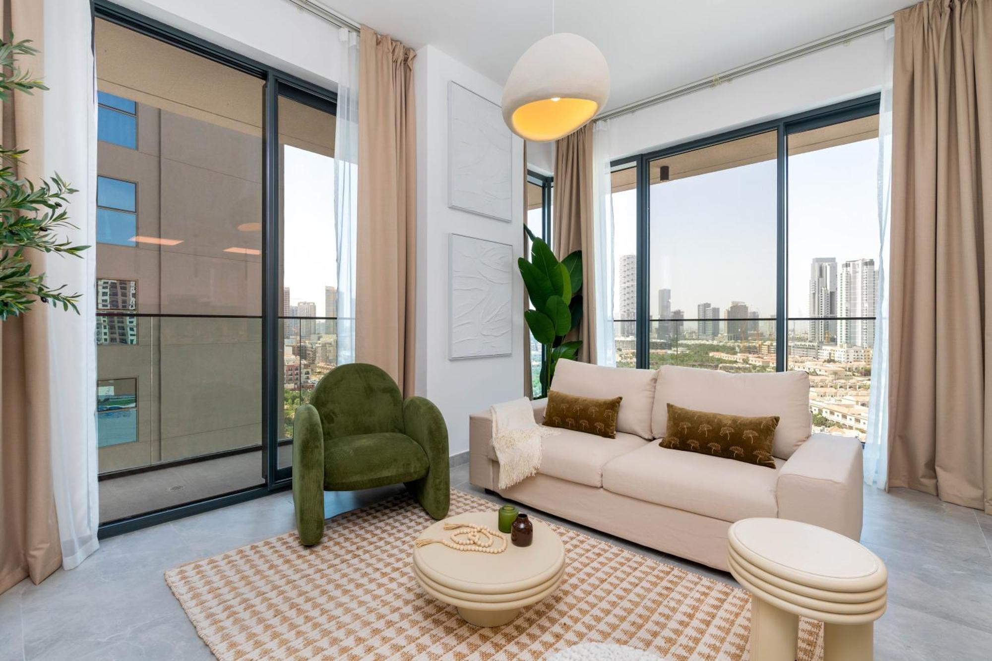 Chic & Modern Retreat In The Heart Of Jvc / Designer Choice / Sunset Views / Large Corner Balcony / New Building / 4 People Apartment Dubai