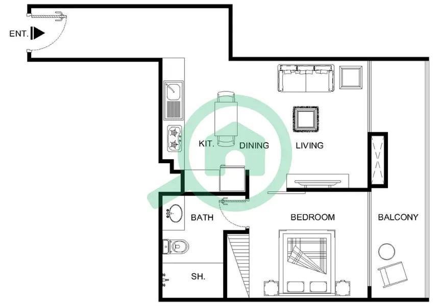 Lightsome With Balcony In One Tower Apartment *