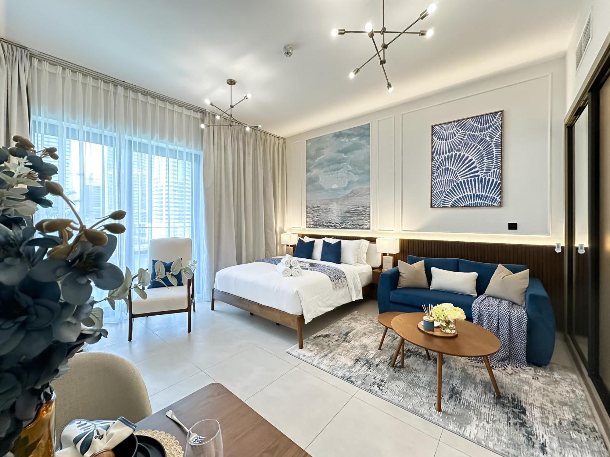 Apartment Trophy - Santorini Burjkhalifa & Canal Views Sofa Bed